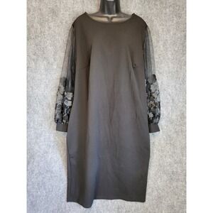 Bloomchic Black Dress US 22-24 Sheer Floral Sleeve Plus Size Cocktail Whimsigoth